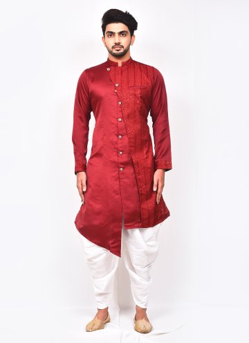 Traditional Red Color Dhoti Kurta For Men