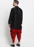 Partywear Black Contrast Dupion Silk Dhoti Kurta For Men - 1