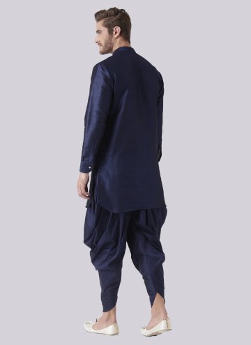 Partywear Blue Dupion Silk Dhoti Kurta For Men