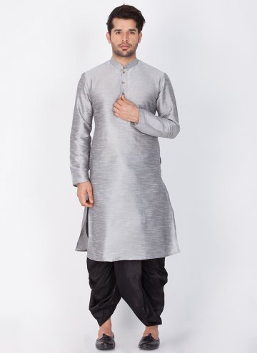 Partywear Grey Dhoti Kurta For Men