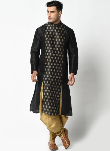 Indo Western Style Black Dhoti Kurta For Men