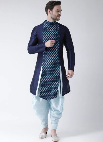 Modern Looking Blue Dhoti Kurta For Men