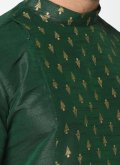 Sophisticated Green Art Dupion Silk Dhoti Kurta For Men - 2