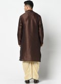 Contemporary Brown Dhupion Silk Banarasi Dhoti Kurta For Men - 2