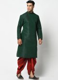 Elegant Green Dhupion Silk Banarasi Dhoti Kurta For Men - 1