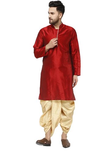 Classy Red Dhoti Kurta For Men