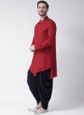 Partywear Red Dhoti Kurta For Men - 1