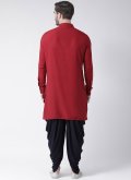 Partywear Red Dhoti Kurta For Men - 2
