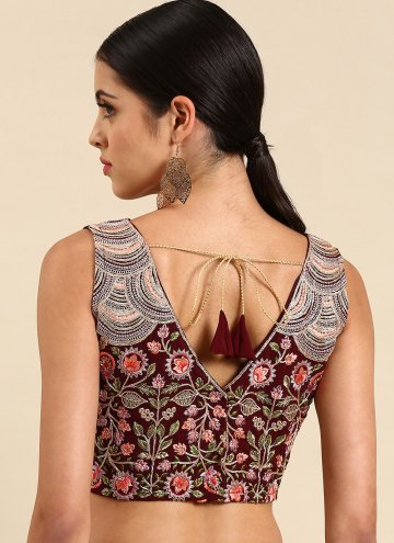 Maroon Embroidered Designer Blouse For Women
