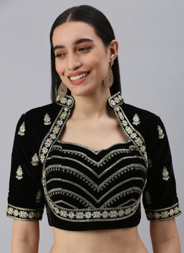 Eye Catching Black Traditional Embroidered Velvet 