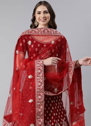  Red Embroidered Dupatta For Lehenga