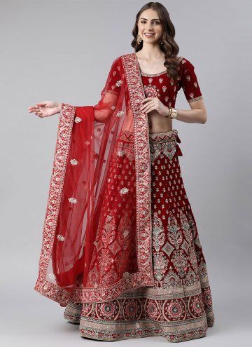  Red Embroidered Dupatta For Lehenga