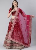 Magenta Color Embroidered Dupatta For Women - 1
