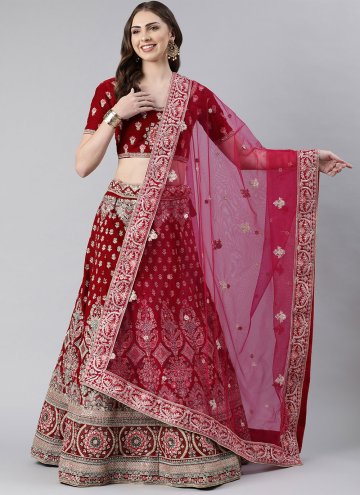 Magenta Color Embroidered Dupatta For Women