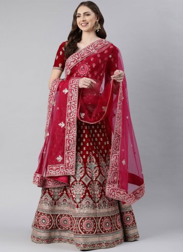 Magenta Color Embroidered Dupatta For Women