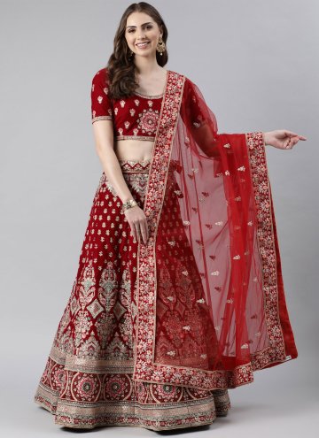 Traditional Red Color Embroidered Dupatta For Women