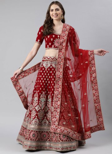 Traditional Red Color Embroidered Dupatta For Wome