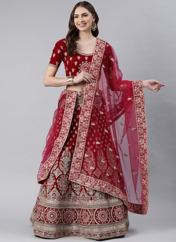 Redish Embroidered Dupatta For Suits