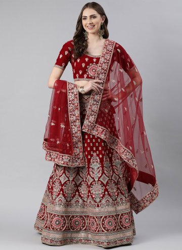 Maroon Embroidered Dupatta For Women