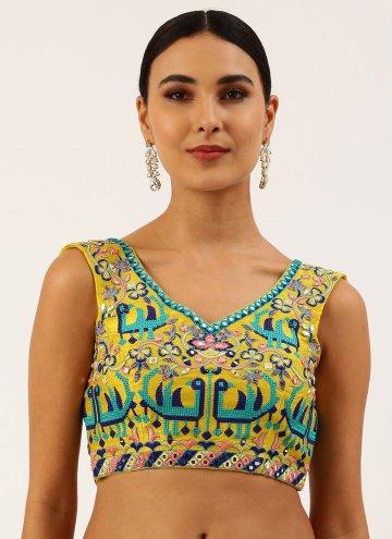 Stylish Yellow Embroidered Blouse For Women