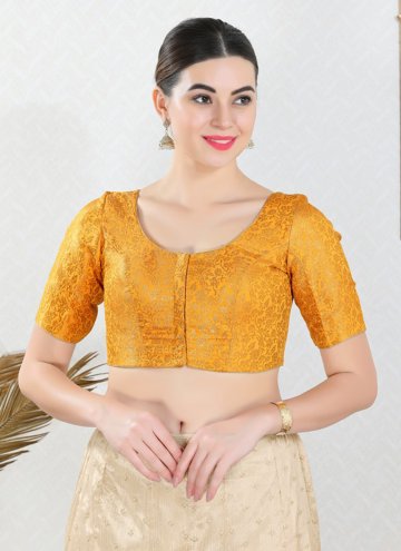 Delightful Yellow Jacquard Brocade Blouse For Wome