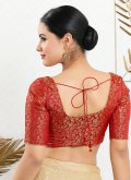 Ceremonial Red Jacquard Brocade Blouse For Women - 2