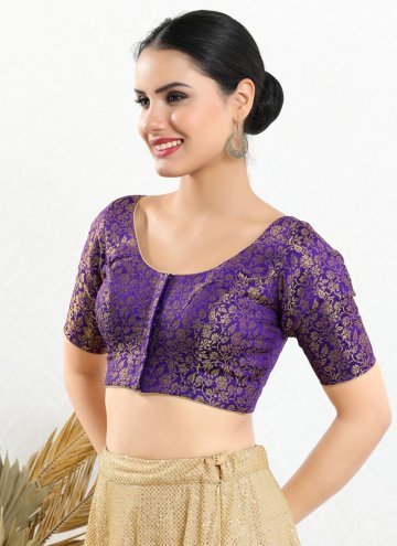 Stunning Purple Jacquard Brocade Blouse For Women