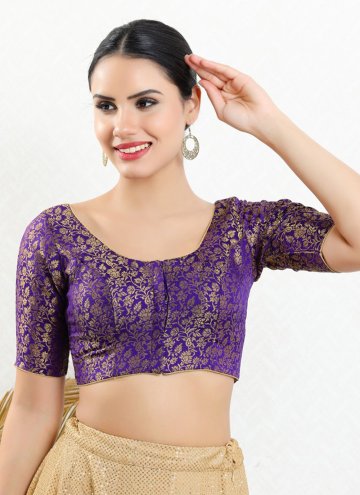 Stunning Purple Jacquard Brocade Blouse For Women