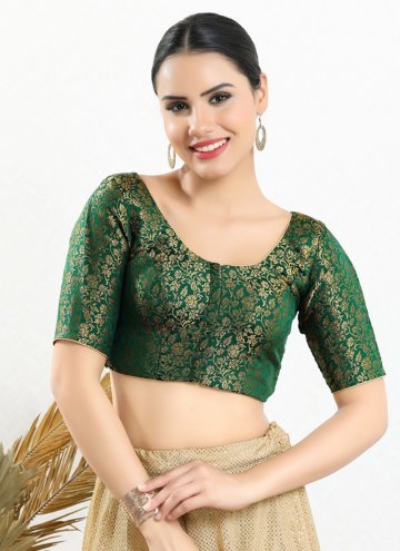 Appealing Electric Green Jacquard Brocade Blouse F