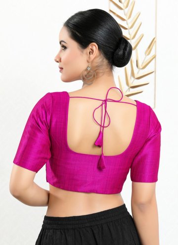 Hot Pink Art Silk Blouse For Women