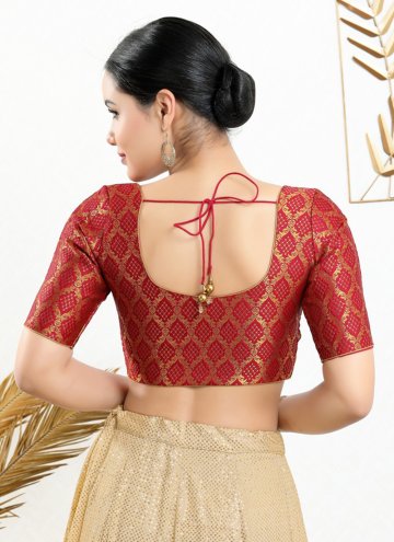Readymade Red Color Fancy Jacquard Designer Blouse For Women