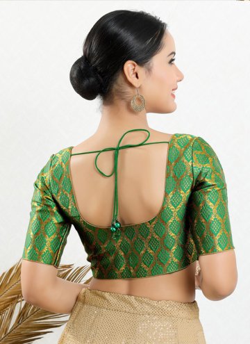 Traditional Green Fancy Jacquard Designer Blouse For Women