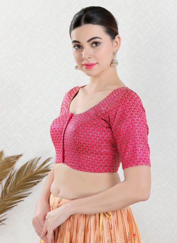 Appealing Pink Embroidered Art Silk Blouse 