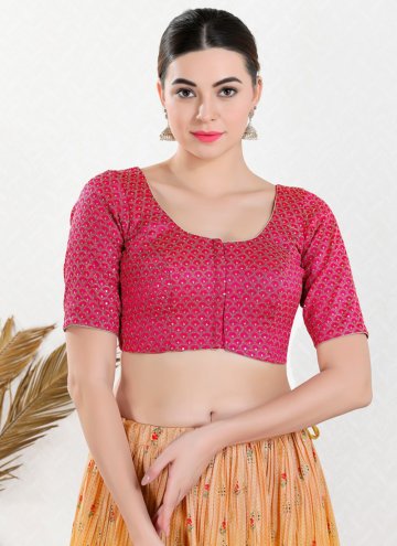 Appealing Pink Embroidered Art Silk Blouse 