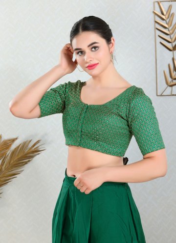 Traditional Green Embroidered Art Silk Blouse