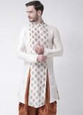 White and Brown Stylish Dhoti Kurta For Men - 2
