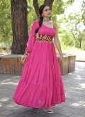 Pink Faux Georgette Digital Print Gown for Casual - 2