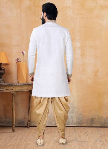 Fancy Work Fabric Off White Dhoti Kurta