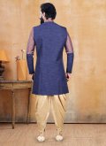 Maroon and blue jacquard silk fancy Dhoti Kurta for Engagement - 1