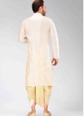 White dhoti kurta in Art dupion silk with plain work - 1