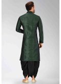 Green dhoti kurta in Art dupion silk with plain work - 1