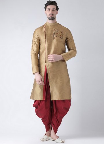 Ceremonial Dupion Silk Embroidered Angarkha For Men
