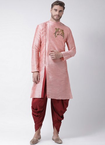 Pastel Color Dupion Silk Embroidered Angarkha For Men