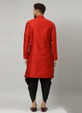 Eye Catching Red Dupion Silk Embroidered Angarkha For Men - 1