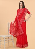 Aari Work Net Red Traditional Saree - 2
