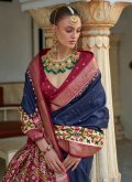 Aariwork Patola Silk Blue Designer Saree - 1