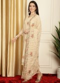 Adorable Beige Georgette Embroidered Trendy Suit - 3