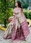 Adorable Beige Tussar Silk Designer Contemporary Saree for Ceremonial - 2