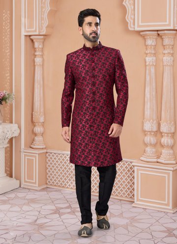 Adorable Black and Maroon Jacquard Hand Work Indo 
