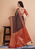 Adorable Black Banarasi Woven Classic Designer Saree - 2